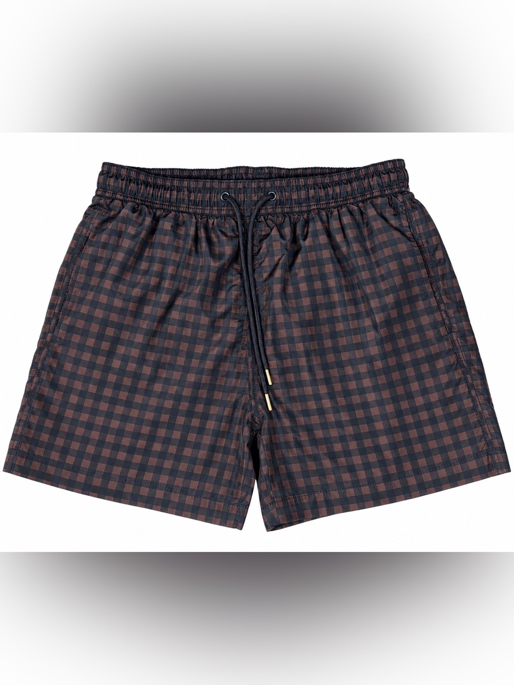 H&M Brown and Black Check Swim Trunks